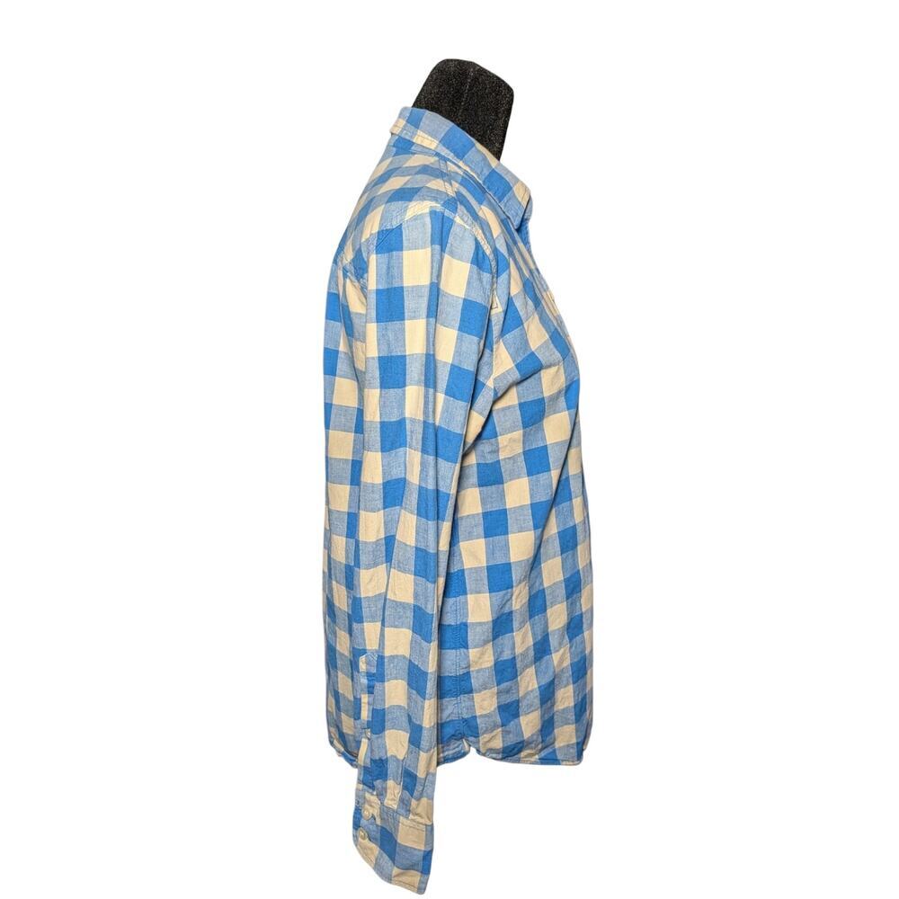 J. Crew "Boy Fit" Flannel Button Down Shirt Women's Sz Small Blue Cream Gingham - Picture 7 of 10